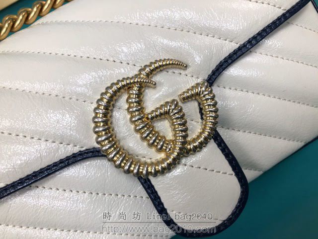 Gucci古馳包包 G家新款女包 446744 古奇白藍色全皮小號肩背斜挎鏈條女包 gdj1477